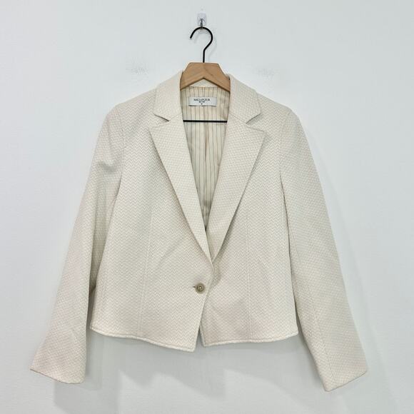 MM LaFleur Albright Jacket Chevron Weave Ivory Size 14 - Picture 3 of 6